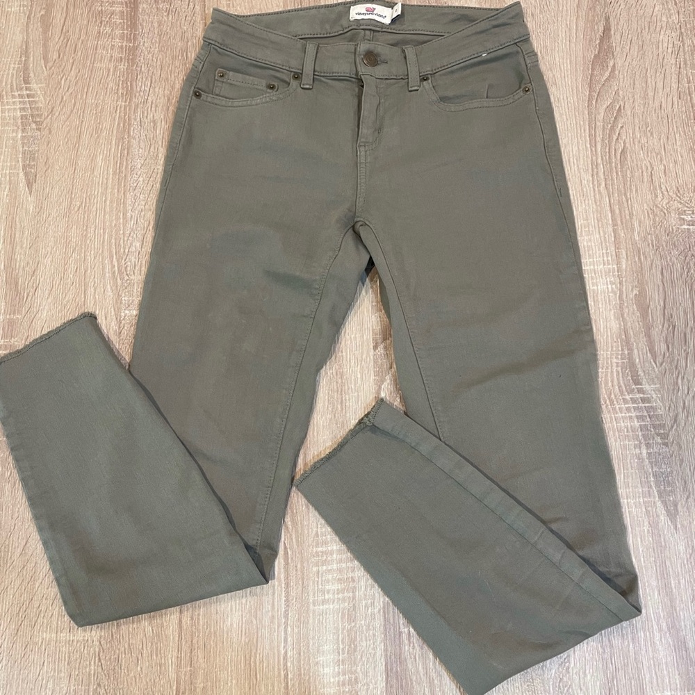 Vineyard Vines Cropped Raw Hem Light Green Skinny Jeans